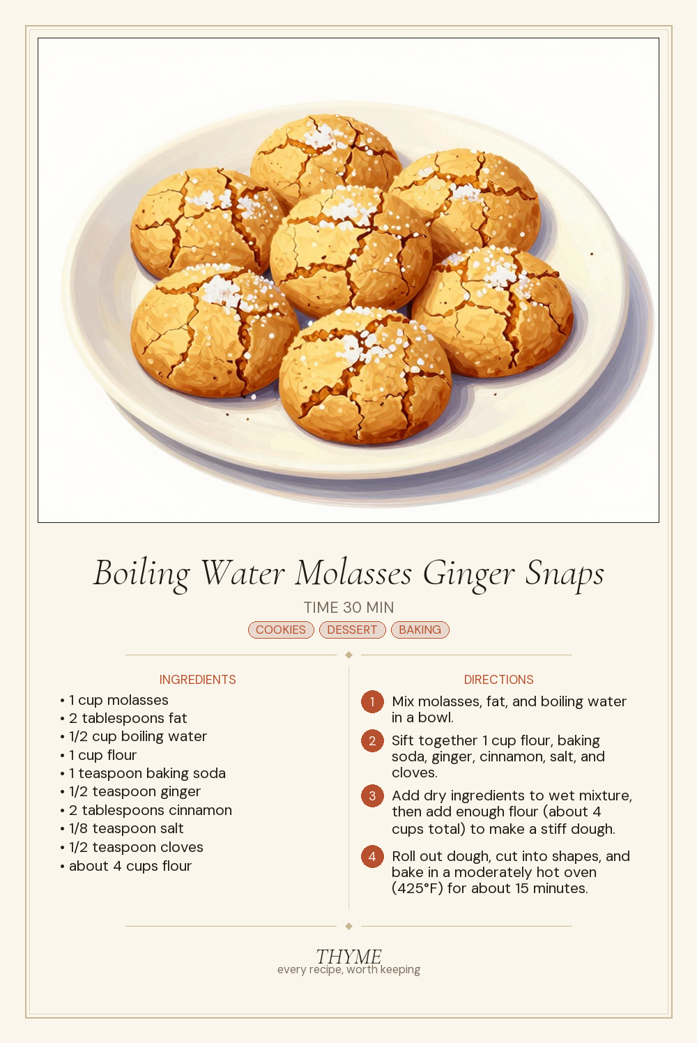 Boiling Water Molasses Ginger Snaps