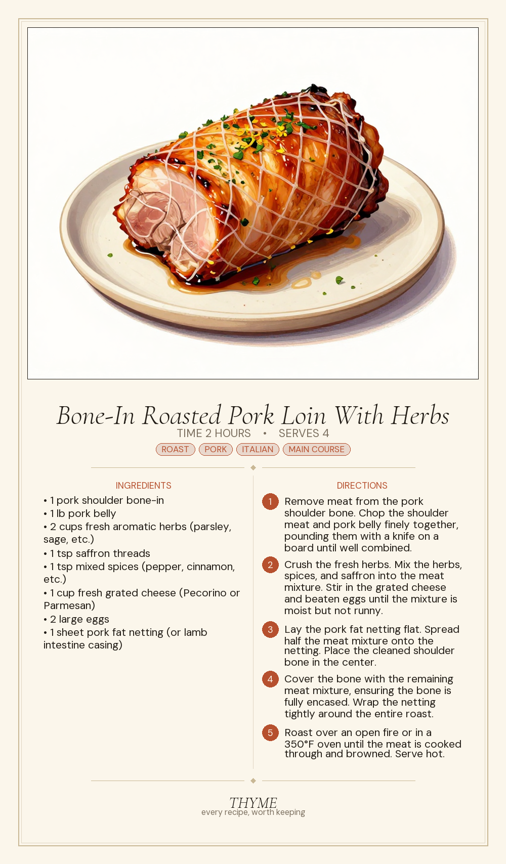 Bone-In Roasted Pork Loin With Herbs