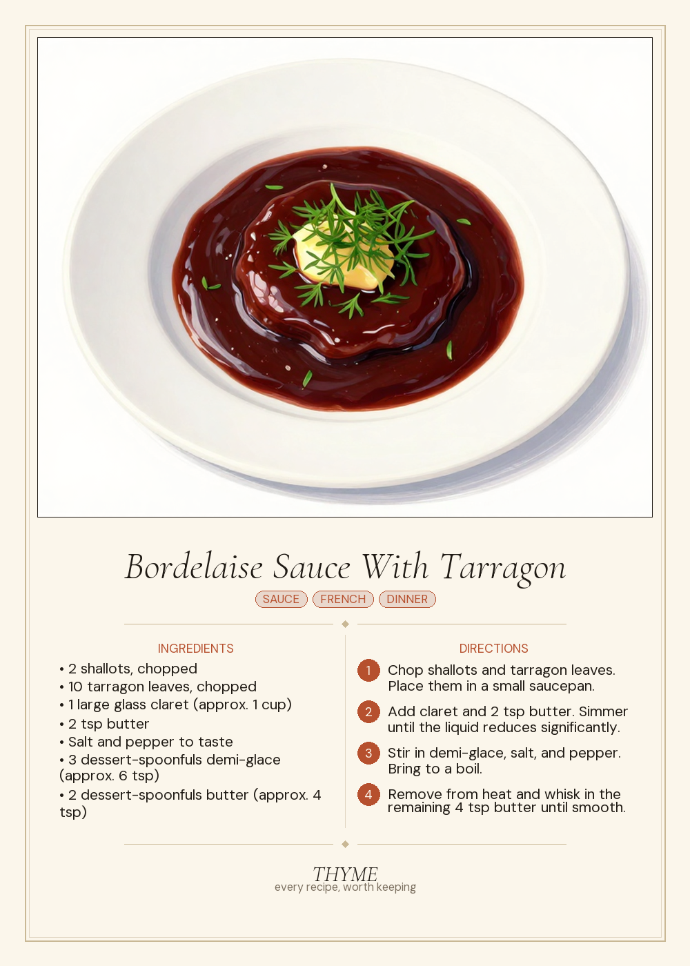 Bordelaise Sauce With Tarragon