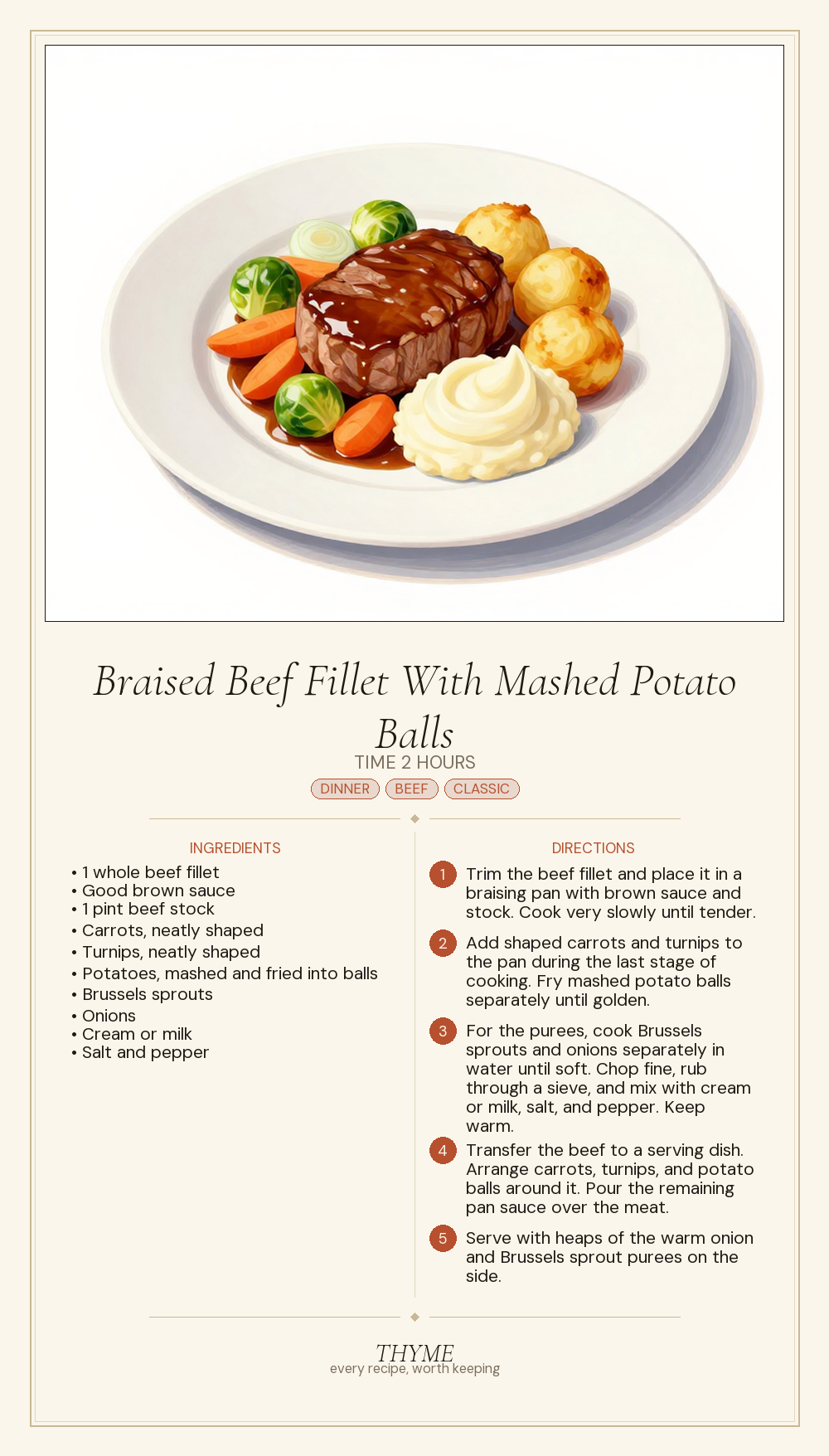Braised Beef Fillet With Mashed Potato Balls