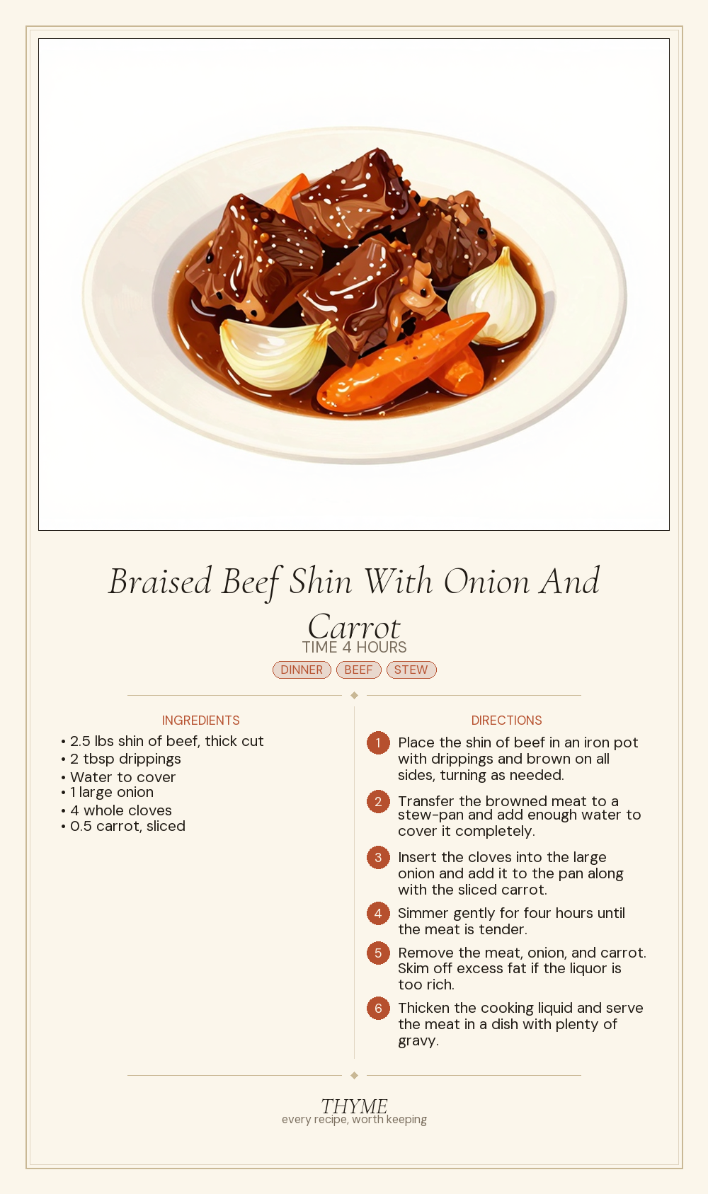 Braised Beef Shin With Onion And Carrot
