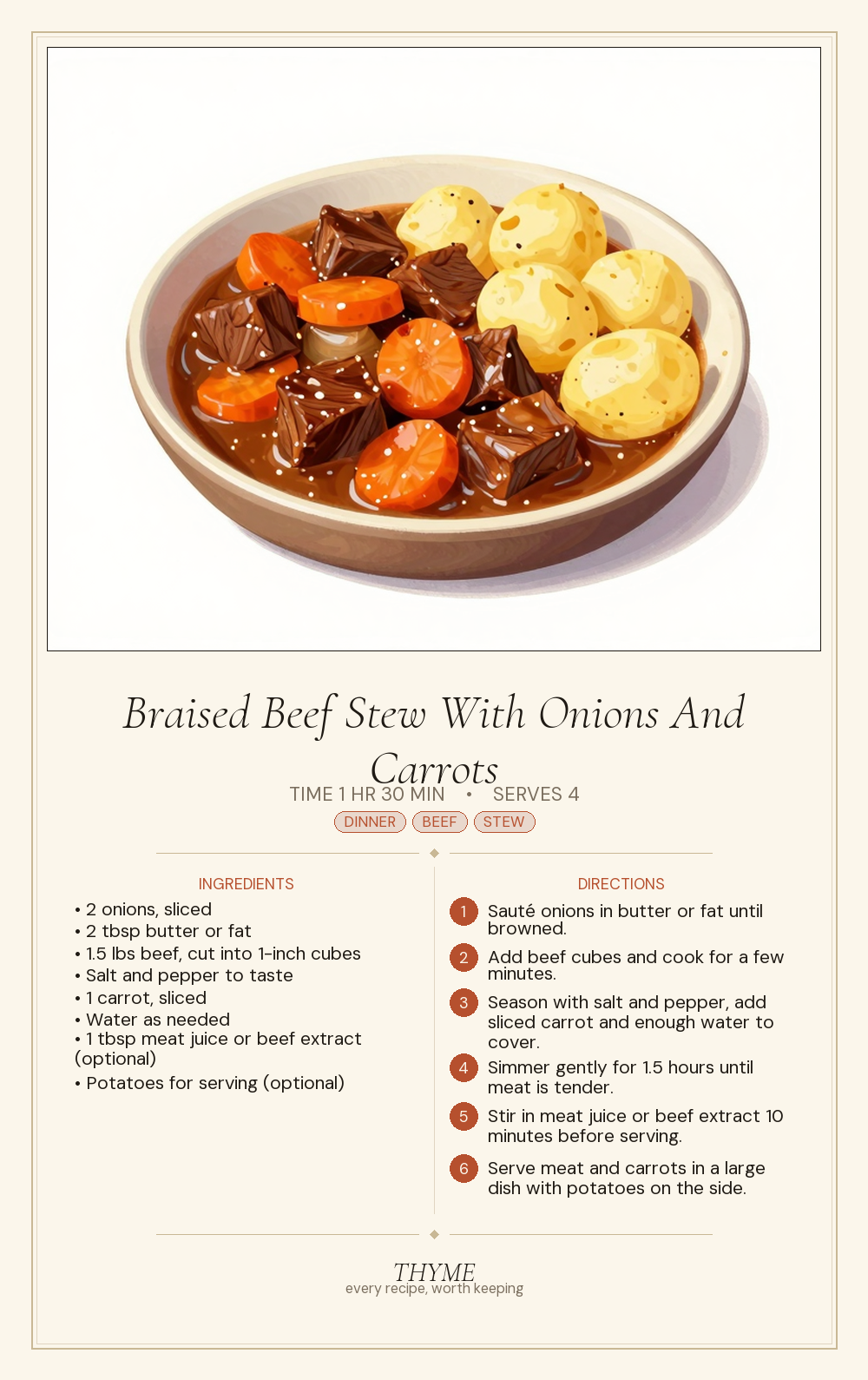 Braised Beef Stew With Onions And Carrots