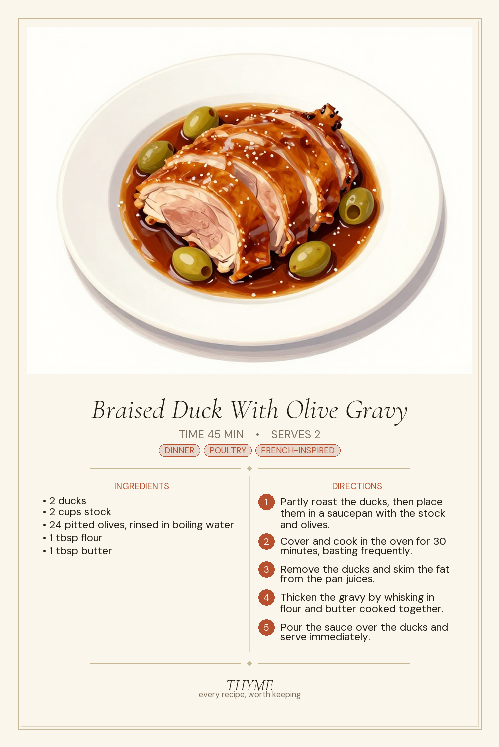 Braised Duck With Olive Gravy