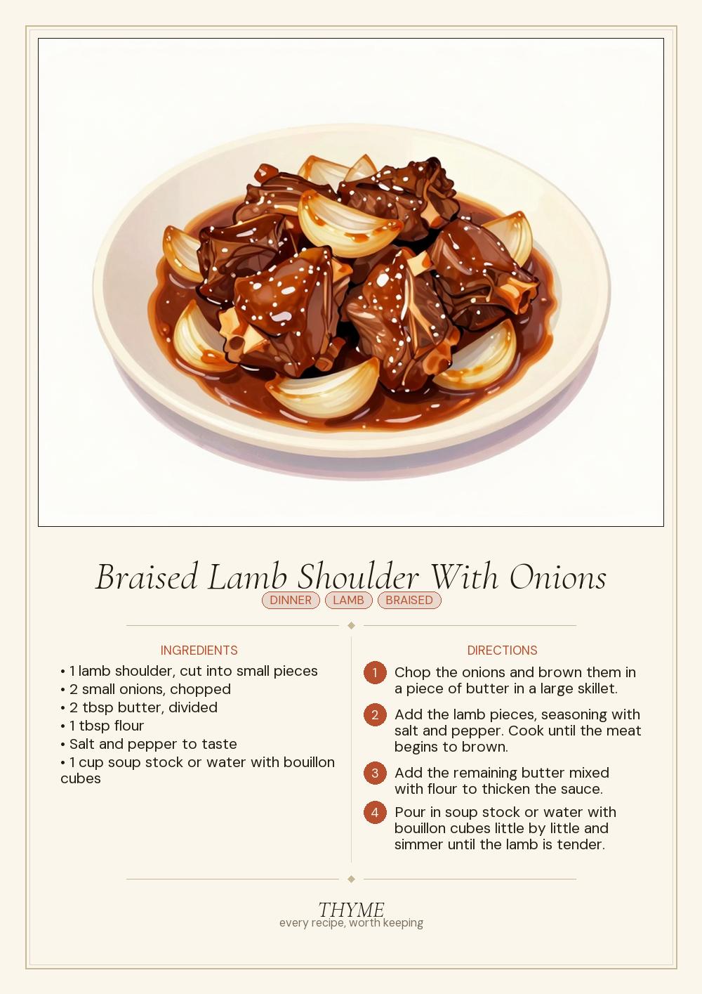 Braised Lamb Shoulder With Onions