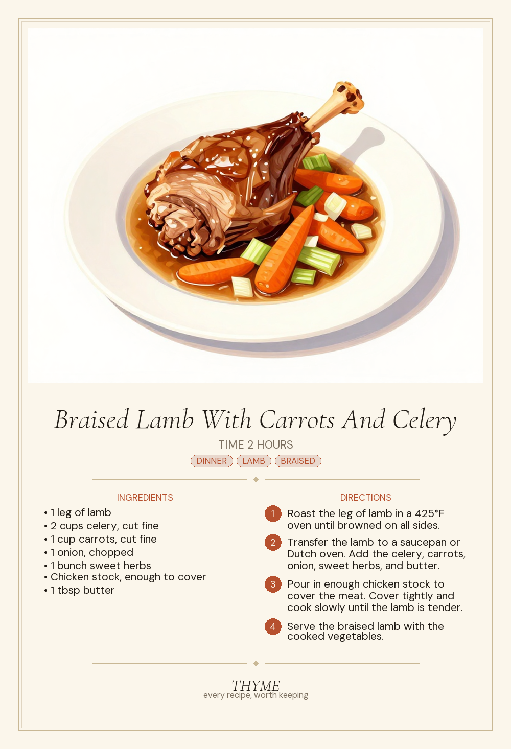 Braised Lamb With Carrots And Celery