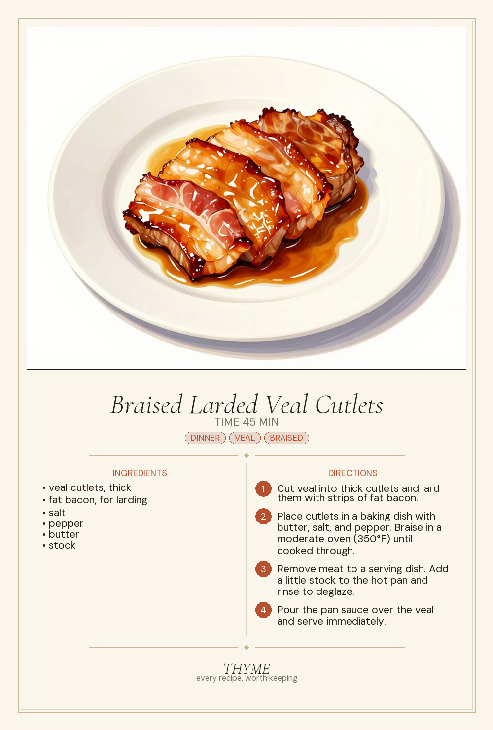 Braised Larded Veal Cutlets