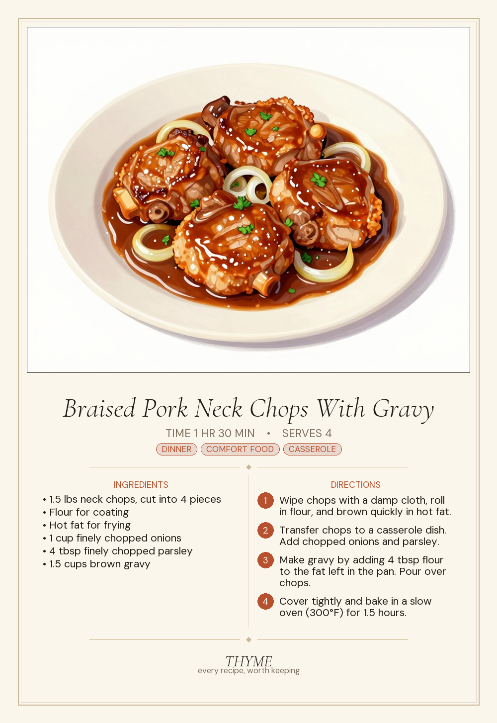 Braised Pork Neck Chops With Gravy