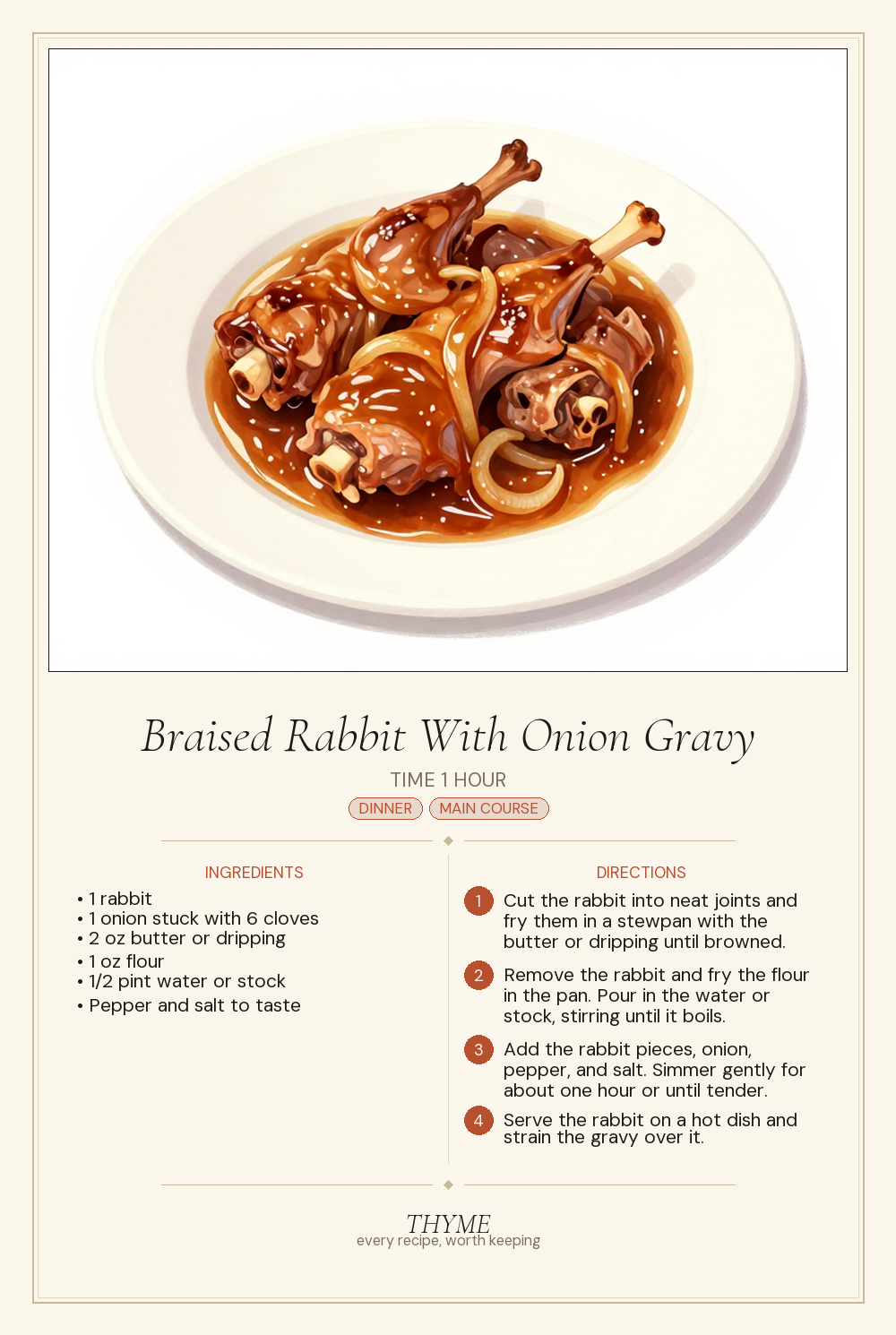 Braised Rabbit With Onion Gravy