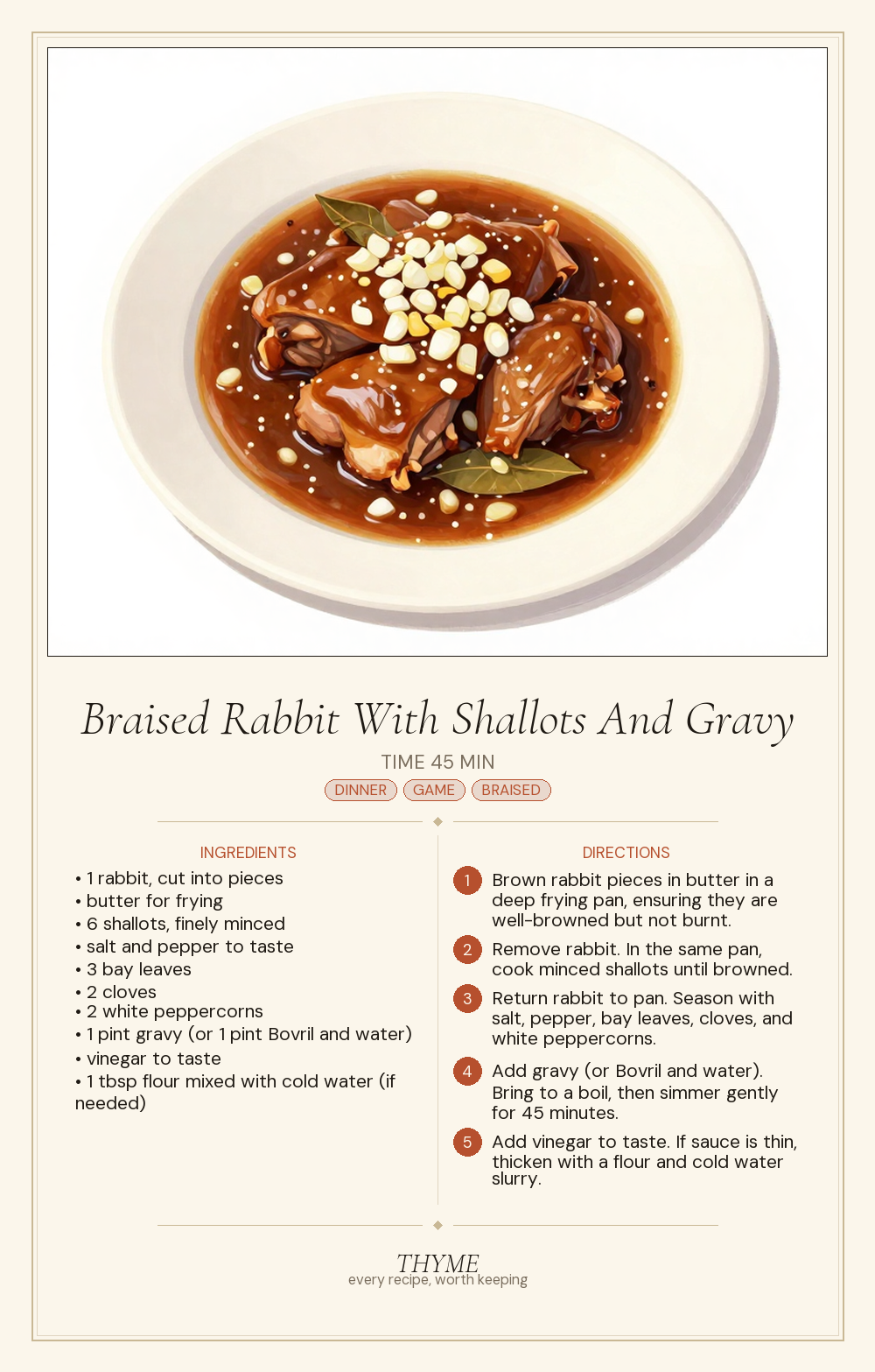 Braised Rabbit With Shallots And Gravy