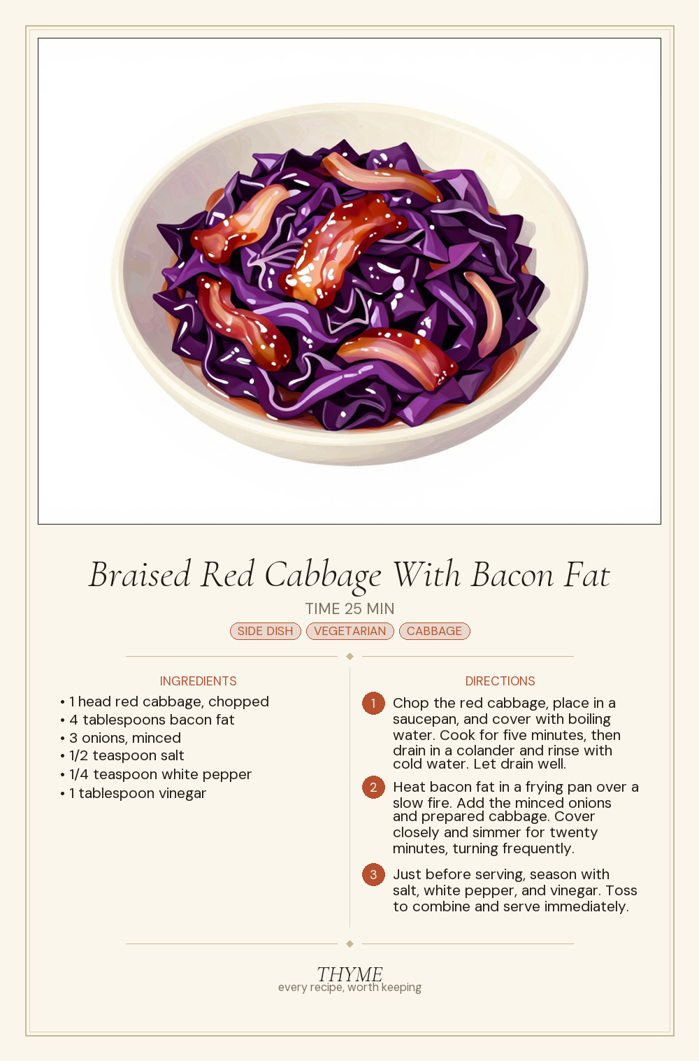 Braised Red Cabbage With Bacon Fat