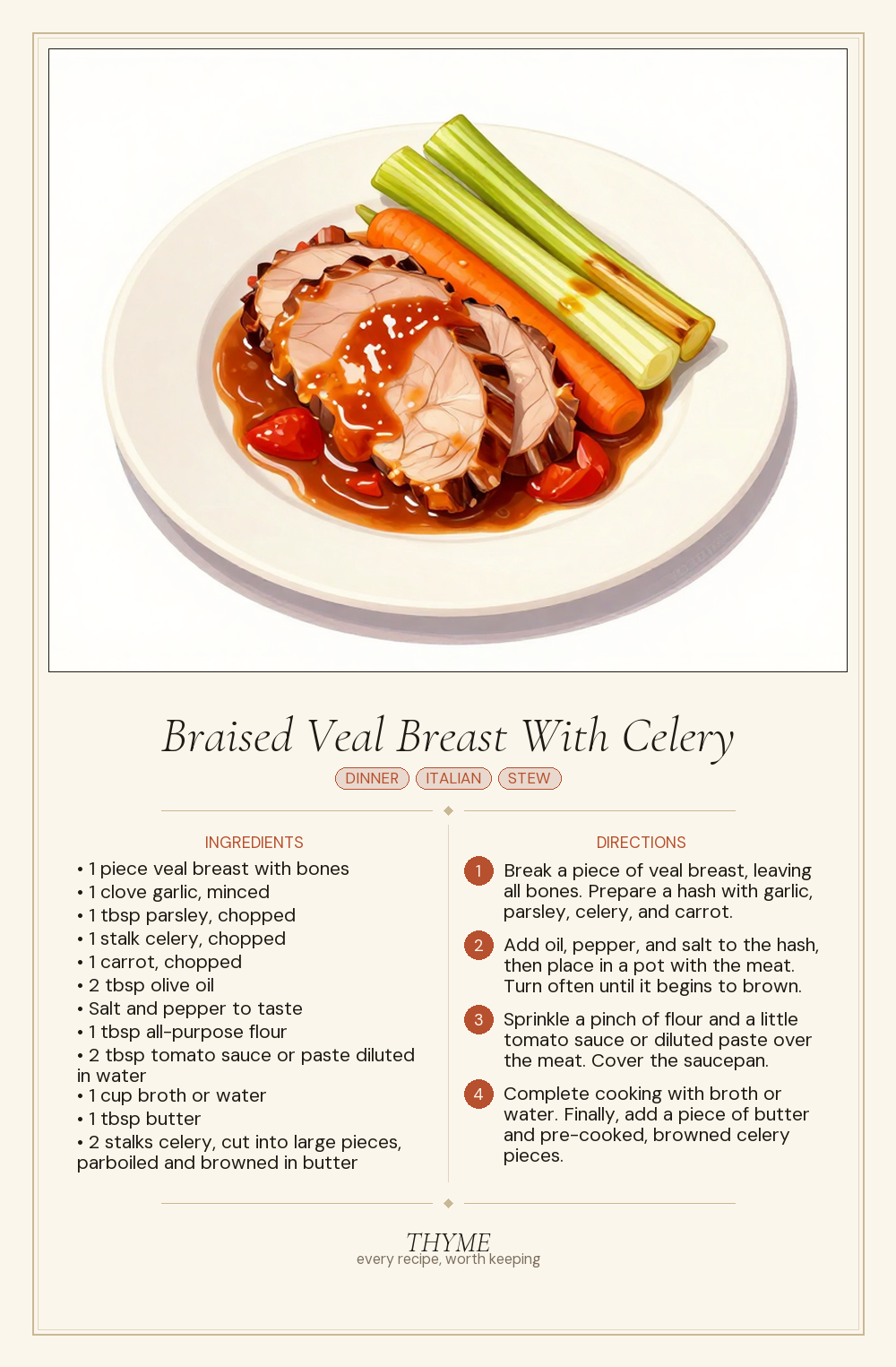 Braised Veal Breast With Celery