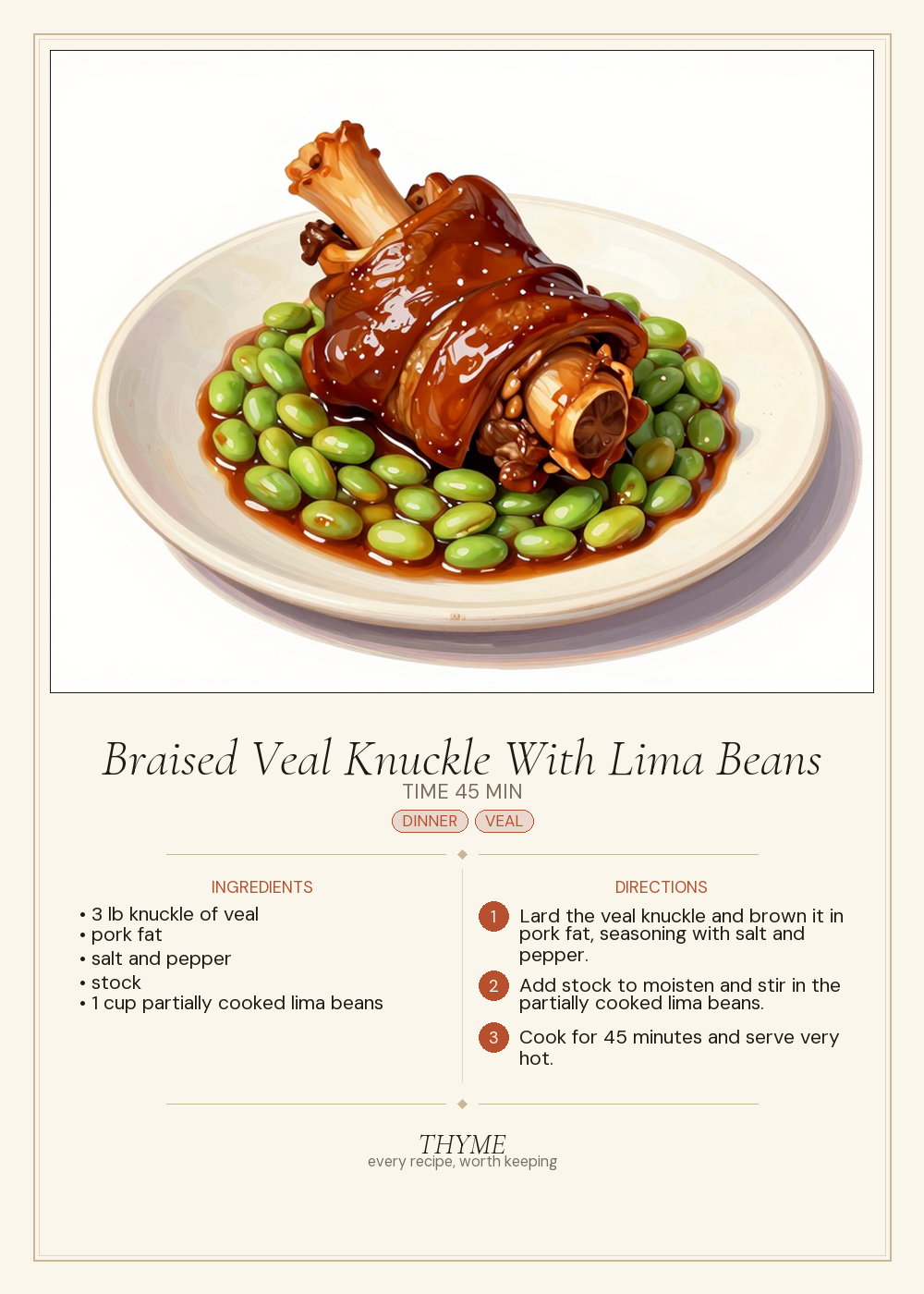 Braised Veal Knuckle With Lima Beans