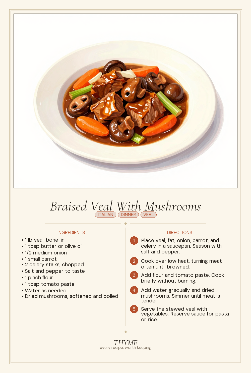 Braised Veal With Mushrooms