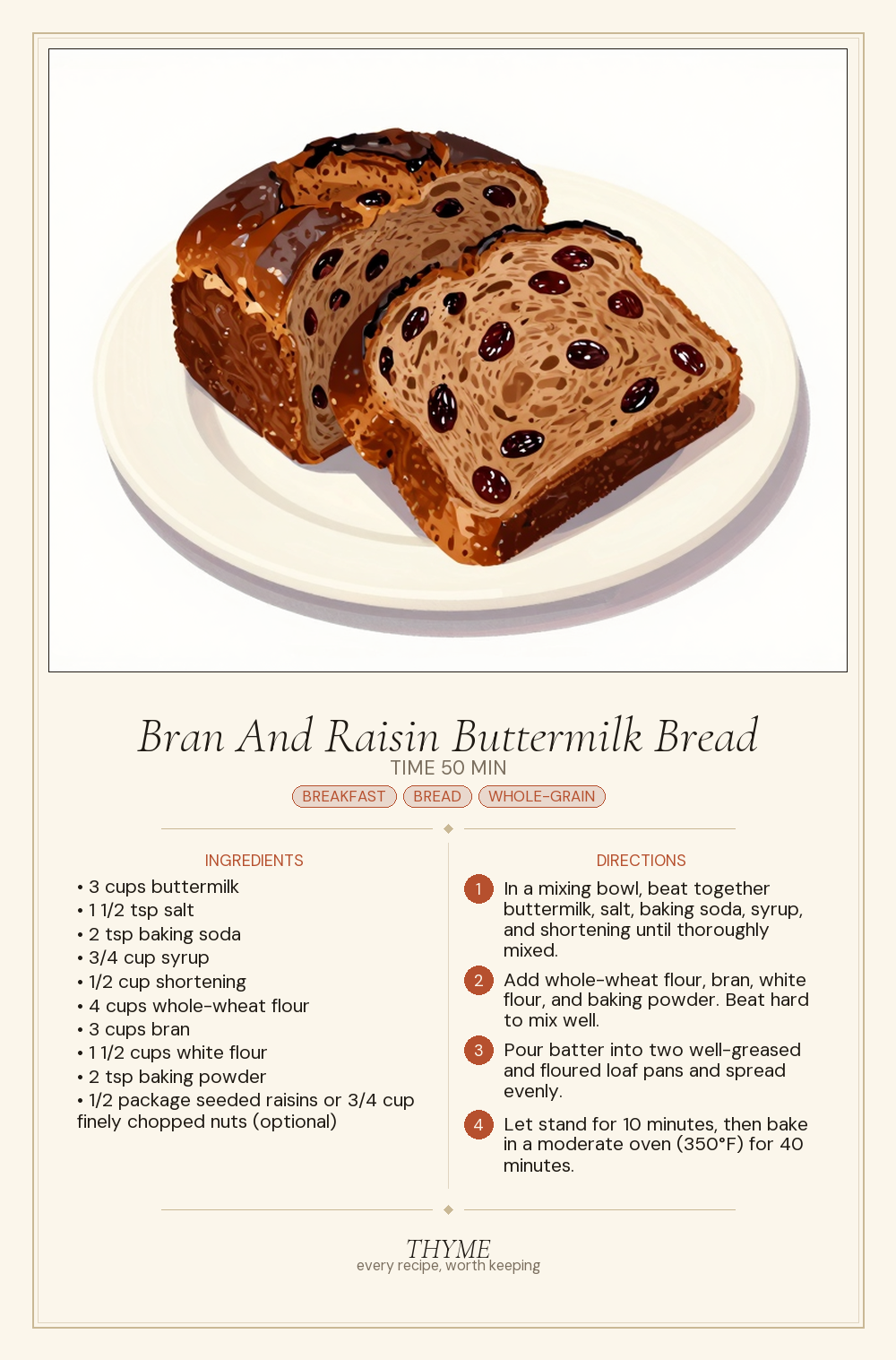 Bran And Raisin Buttermilk Bread
