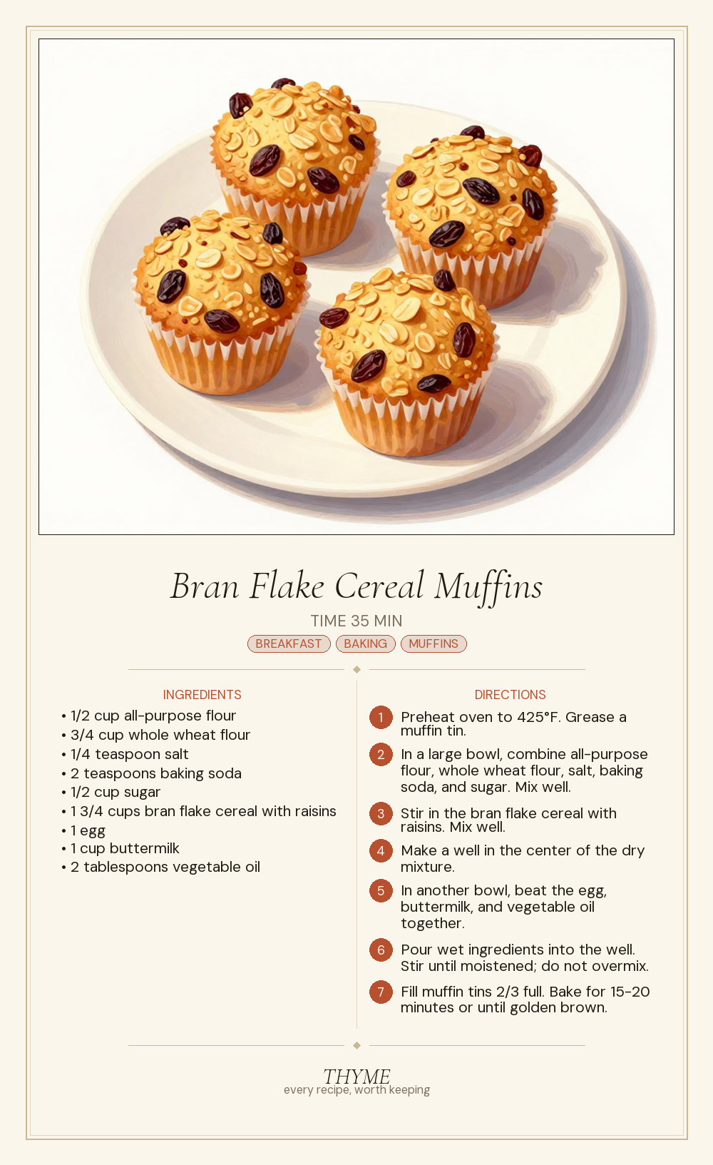 Bran Flake Cereal Muffins