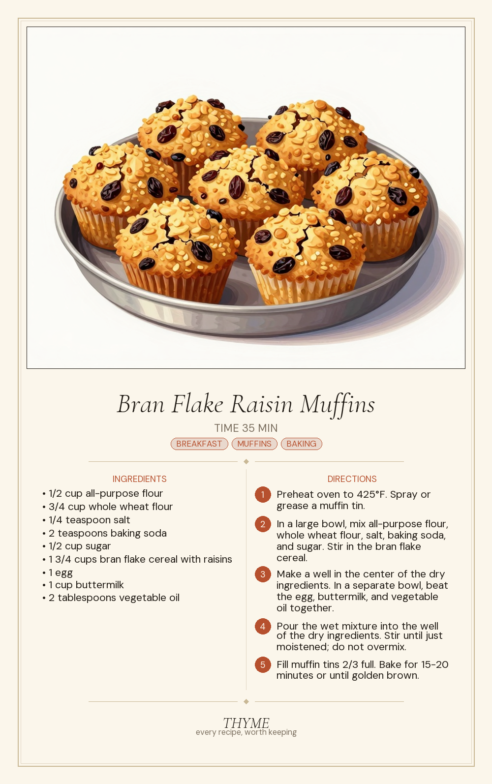 Bran Flake Raisin Muffins