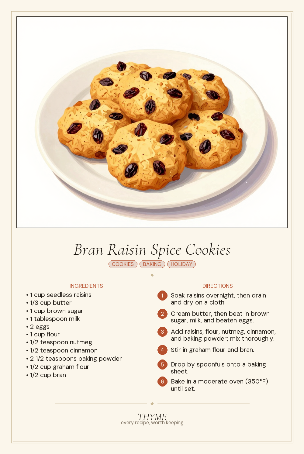 Bran Raisin Spice Cookies