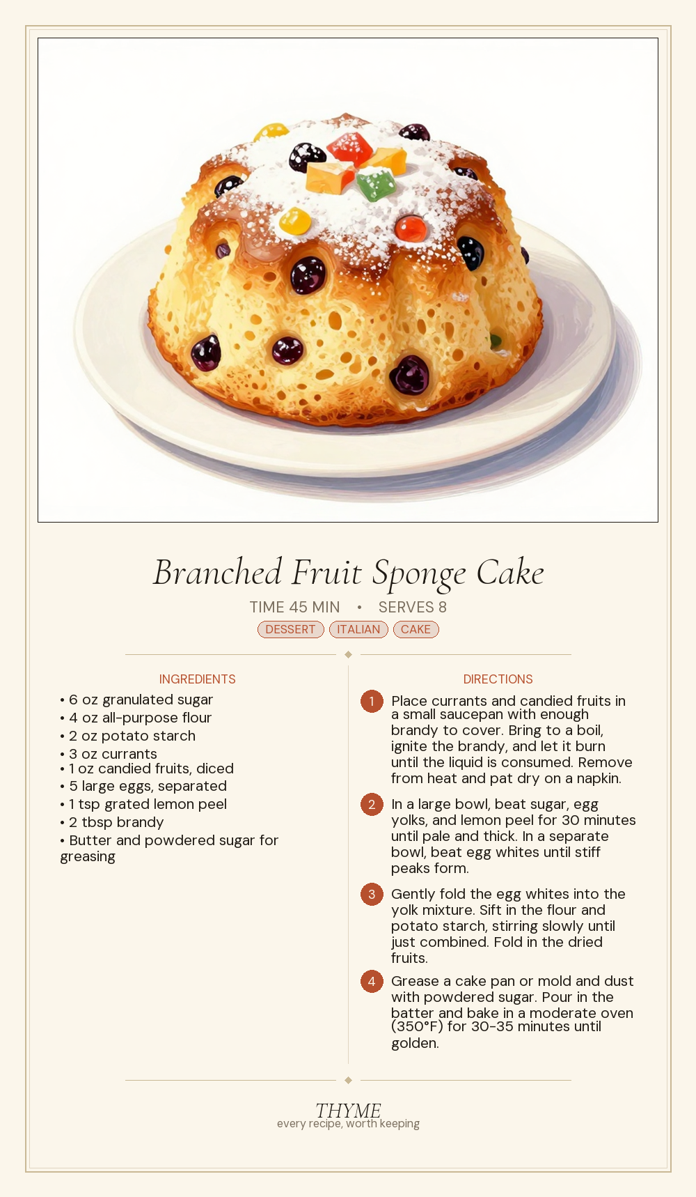 Branched Fruit Sponge Cake