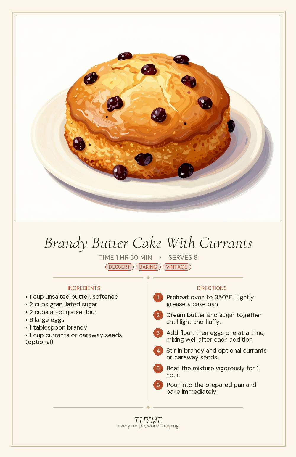 Brandy Butter Cake With Currants