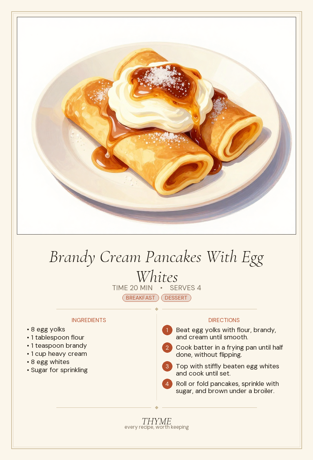 Brandy Cream Pancakes With Egg Whites