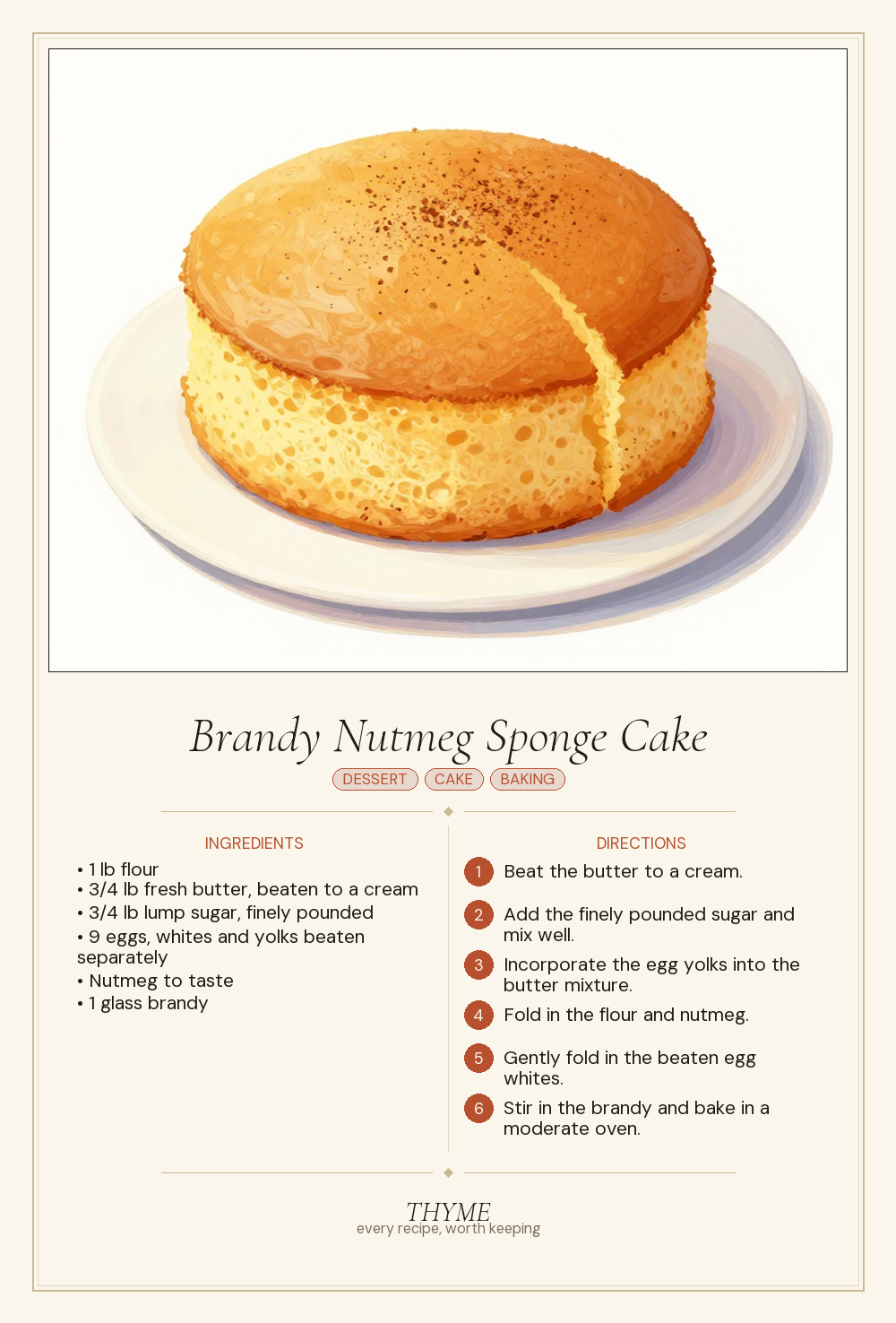 Brandy Nutmeg Sponge Cake