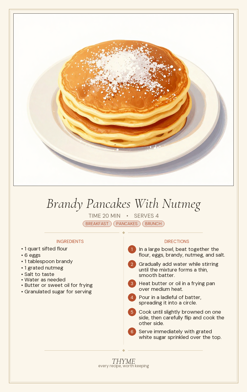 Brandy Pancakes With Nutmeg