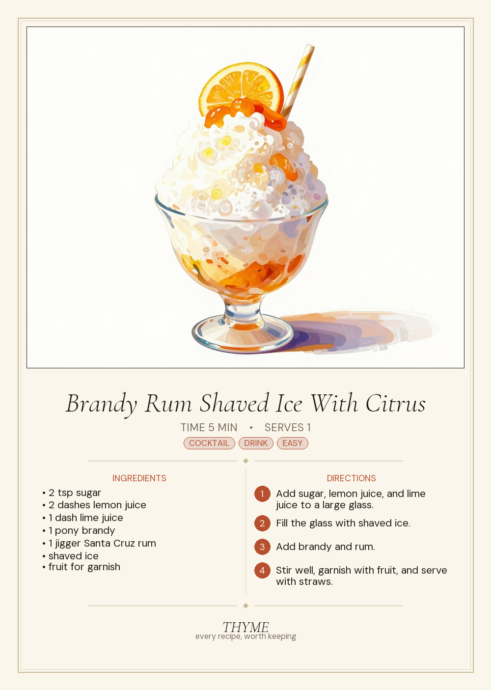 Brandy Rum Shaved Ice With Citrus
