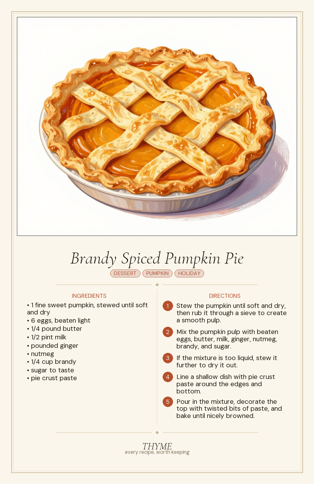 Brandy Spiced Pumpkin Pie