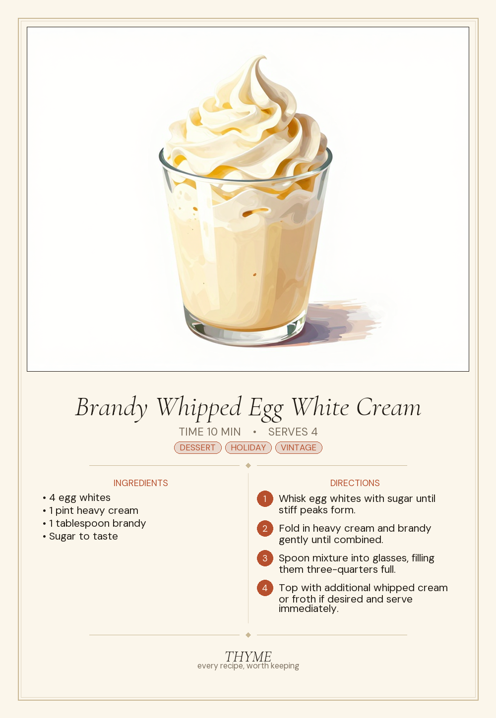 Brandy Whipped Egg White Cream