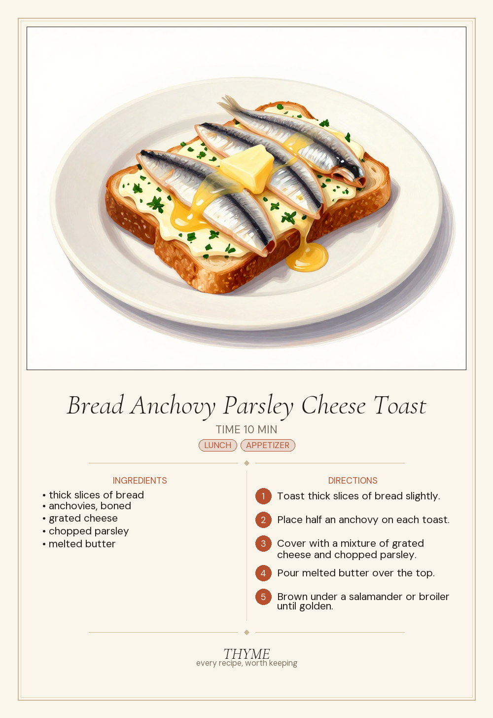 Bread Anchovy Parsley Cheese Toast