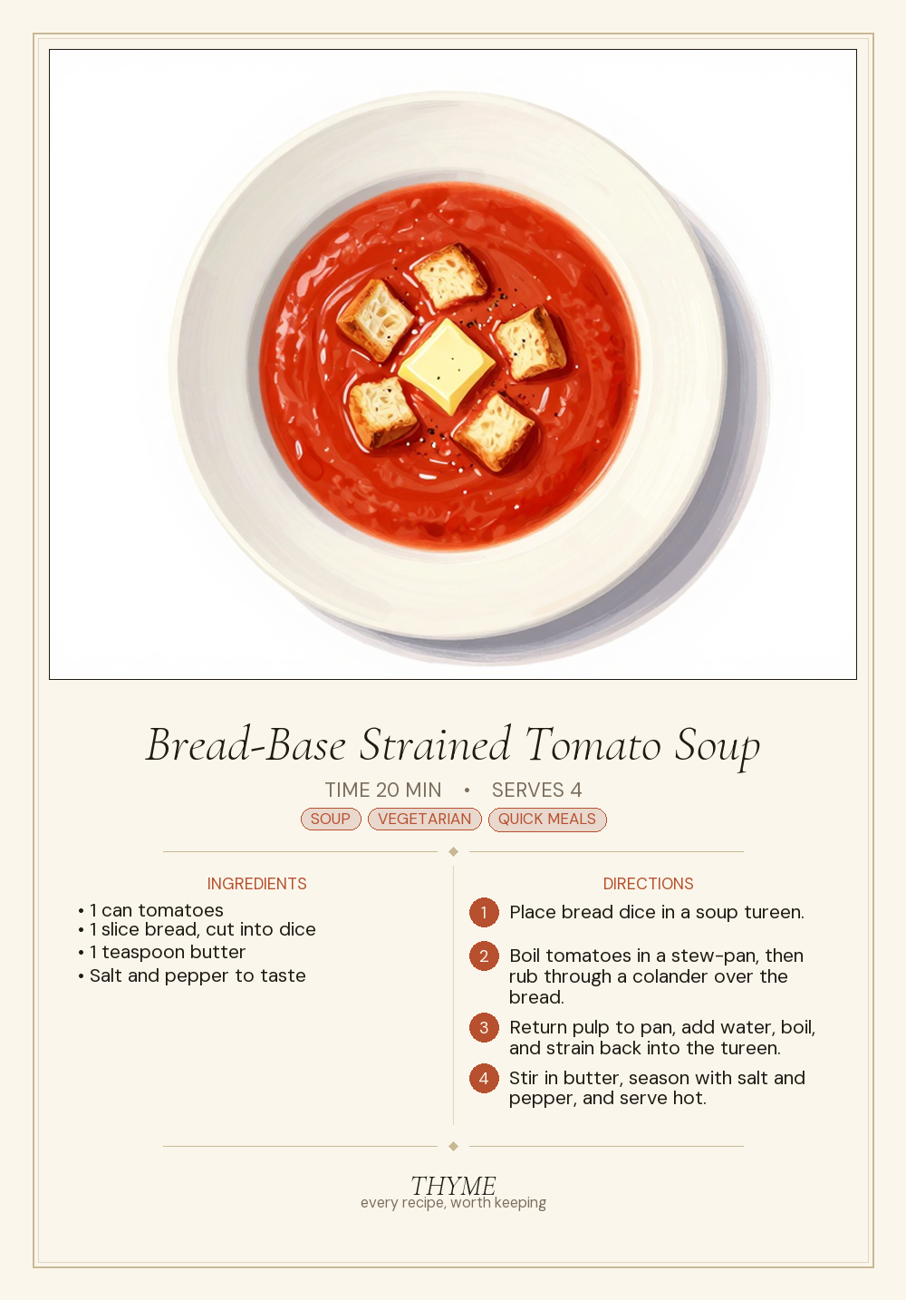 Bread-Base Strained Tomato Soup