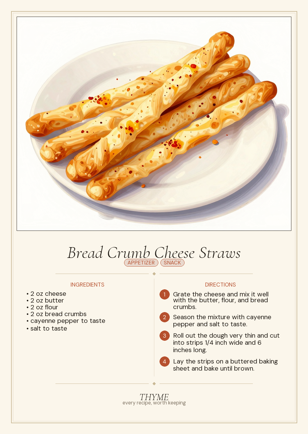 Bread Crumb Cheese Straws
