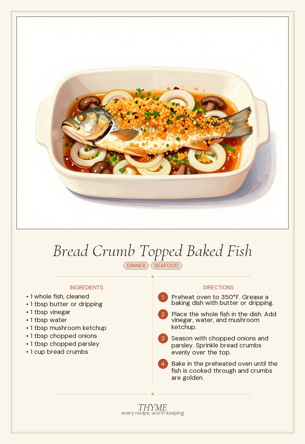 Bread Crumb Topped Baked Fish