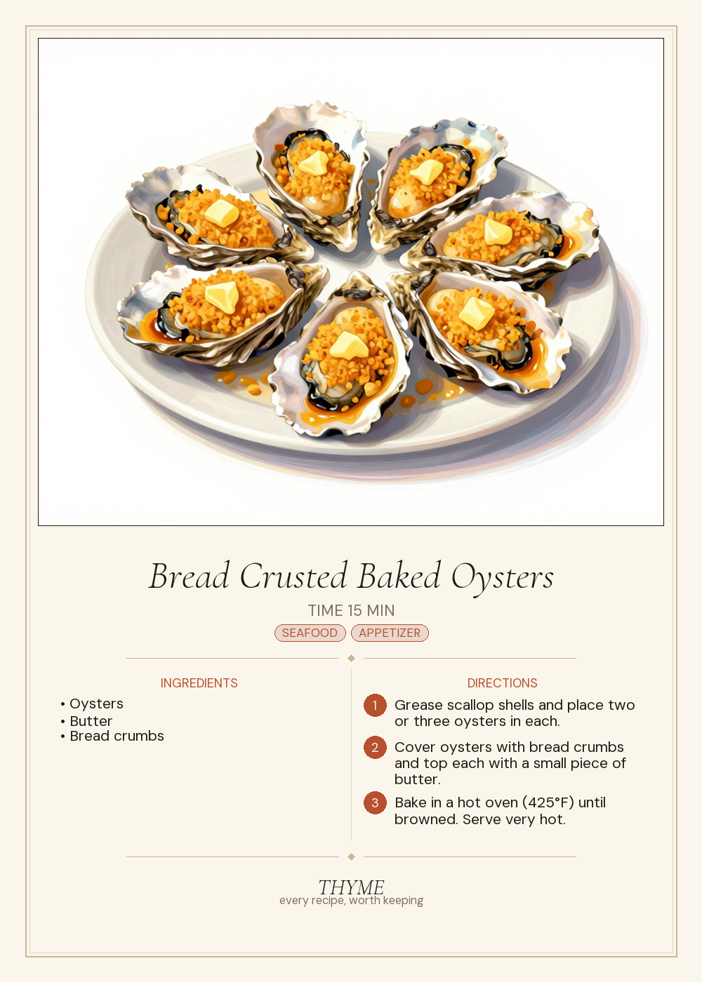 Bread Crusted Baked Oysters