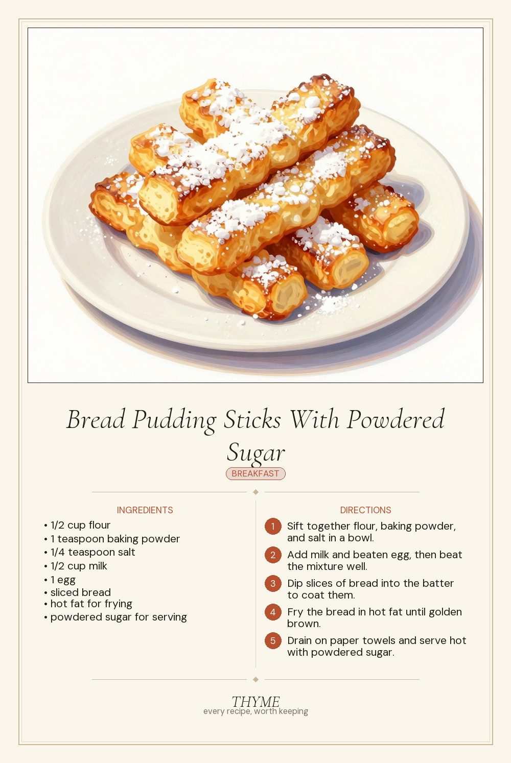 Bread Pudding Sticks With Powdered Sugar