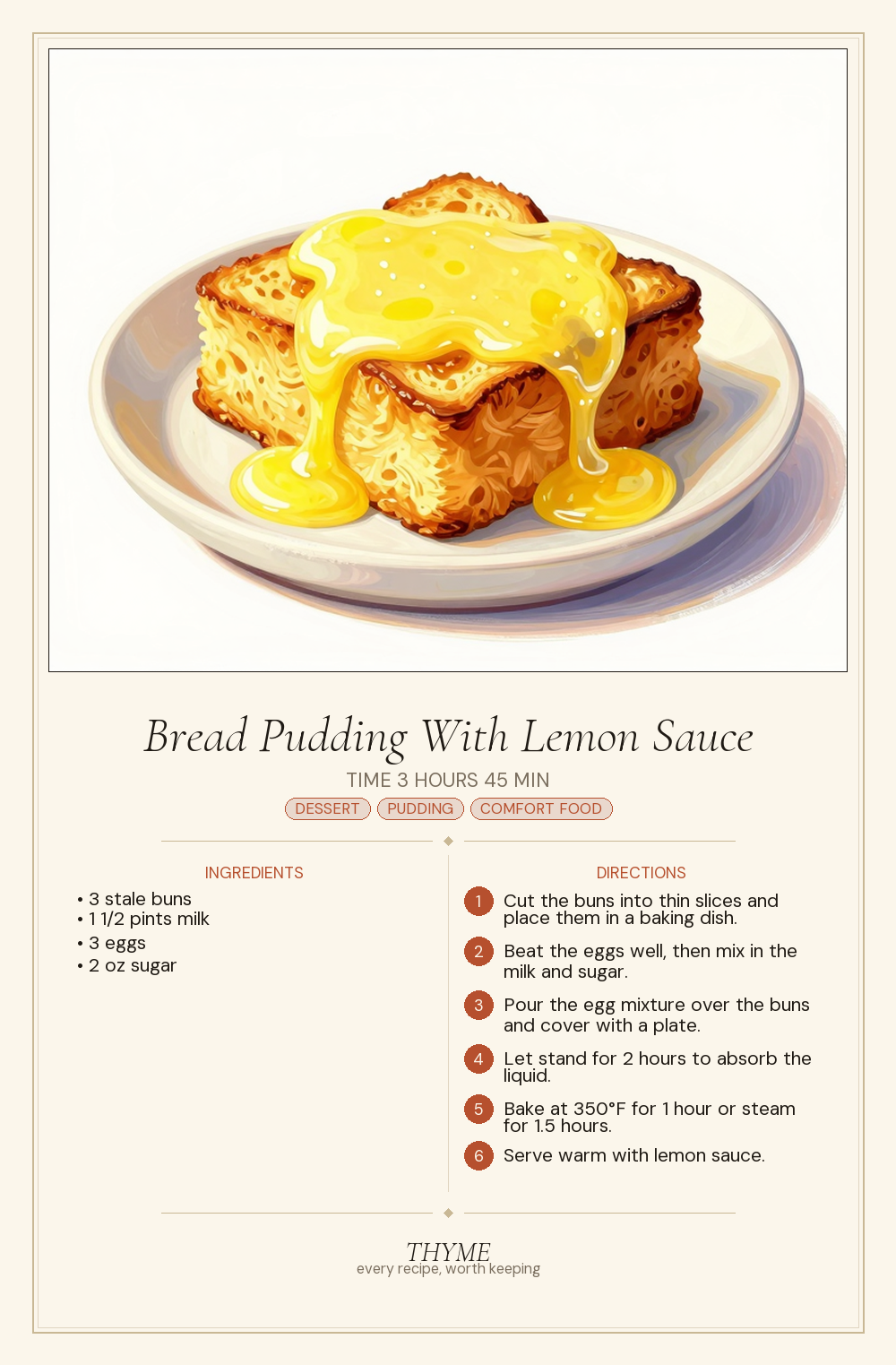 Bread Pudding With Lemon Sauce