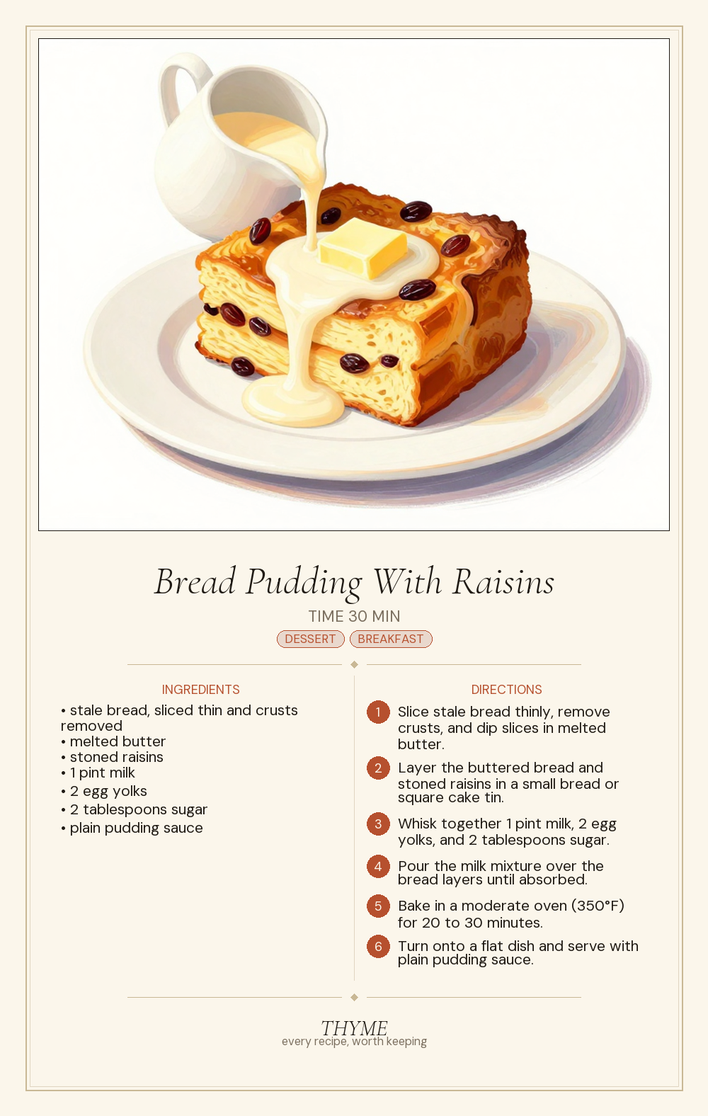 Bread Pudding With Raisins