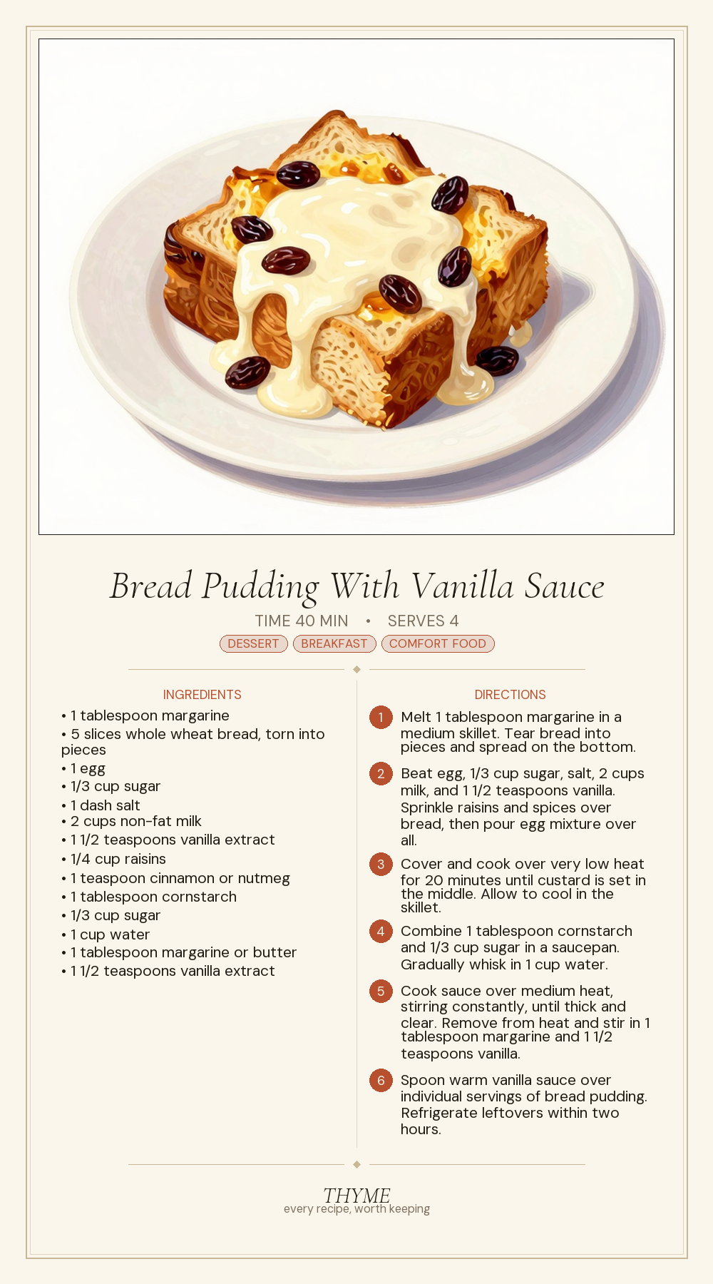 Bread Pudding With Vanilla Sauce