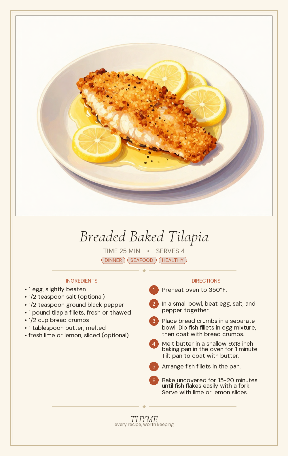 Breaded Baked Tilapia