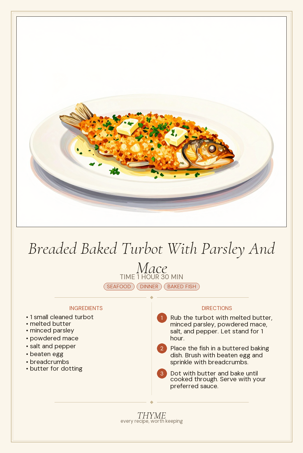 Breaded Baked Turbot With Parsley And Mace