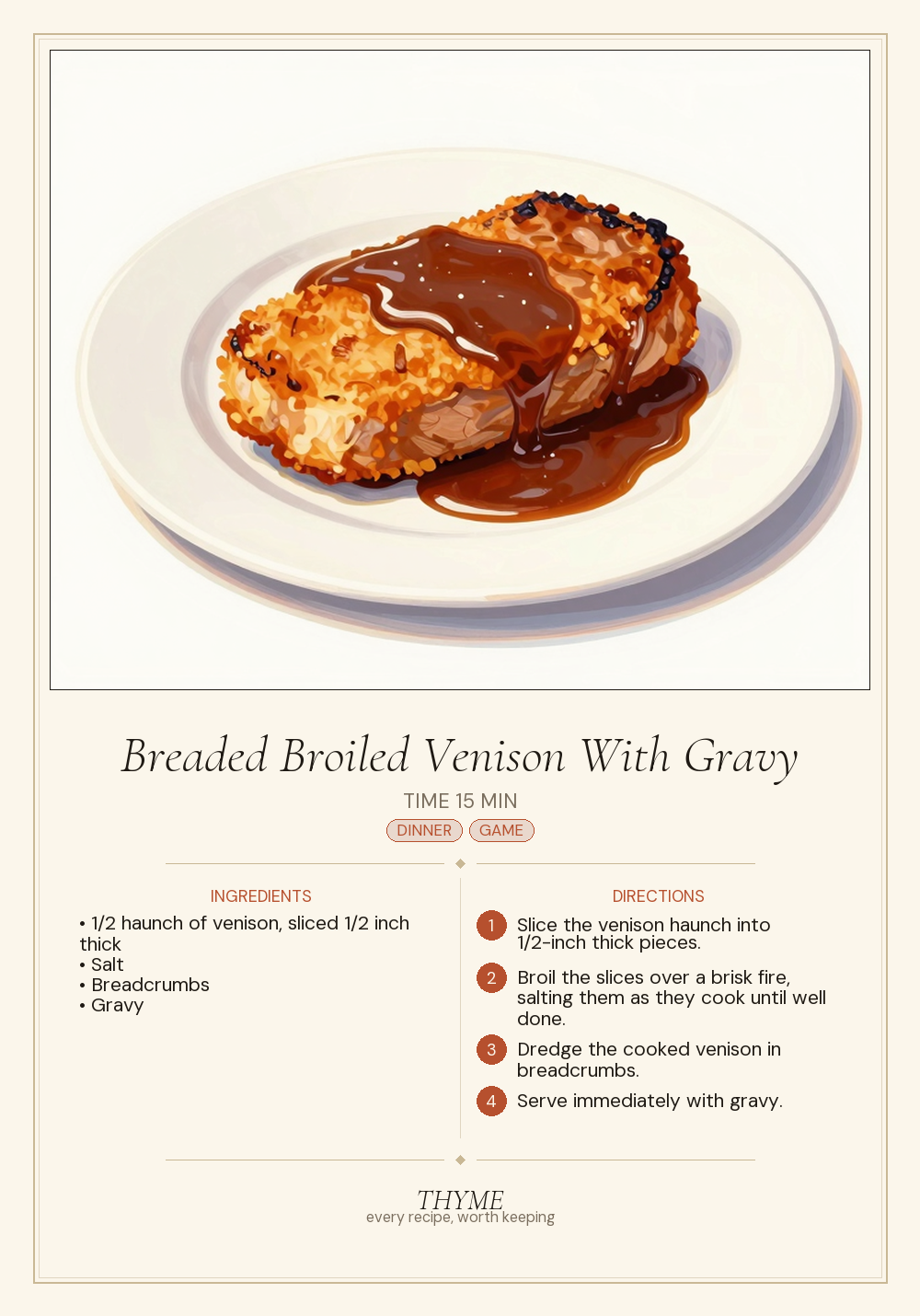 Breaded Broiled Venison With Gravy