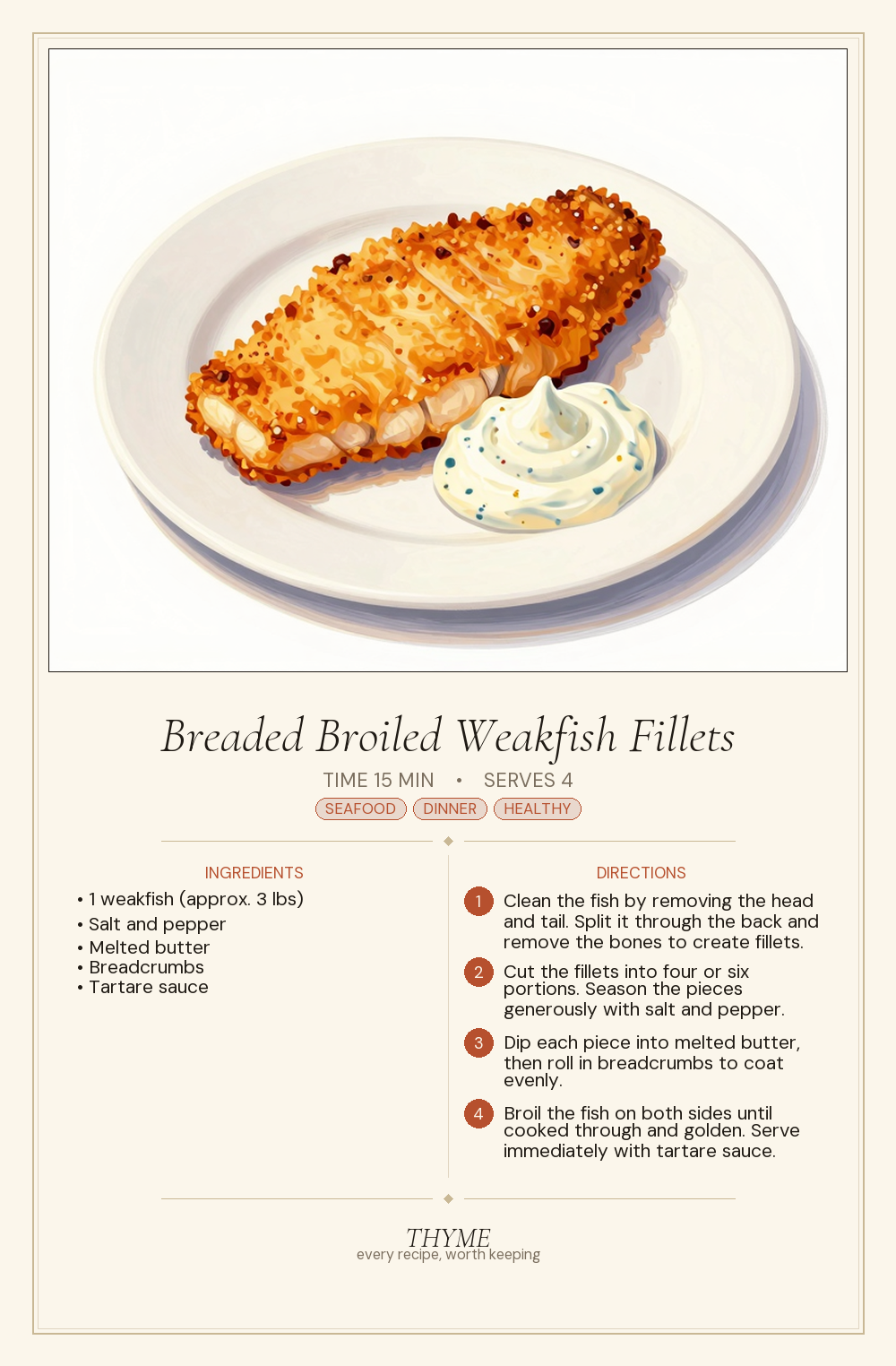 Breaded Broiled Weakfish Fillets