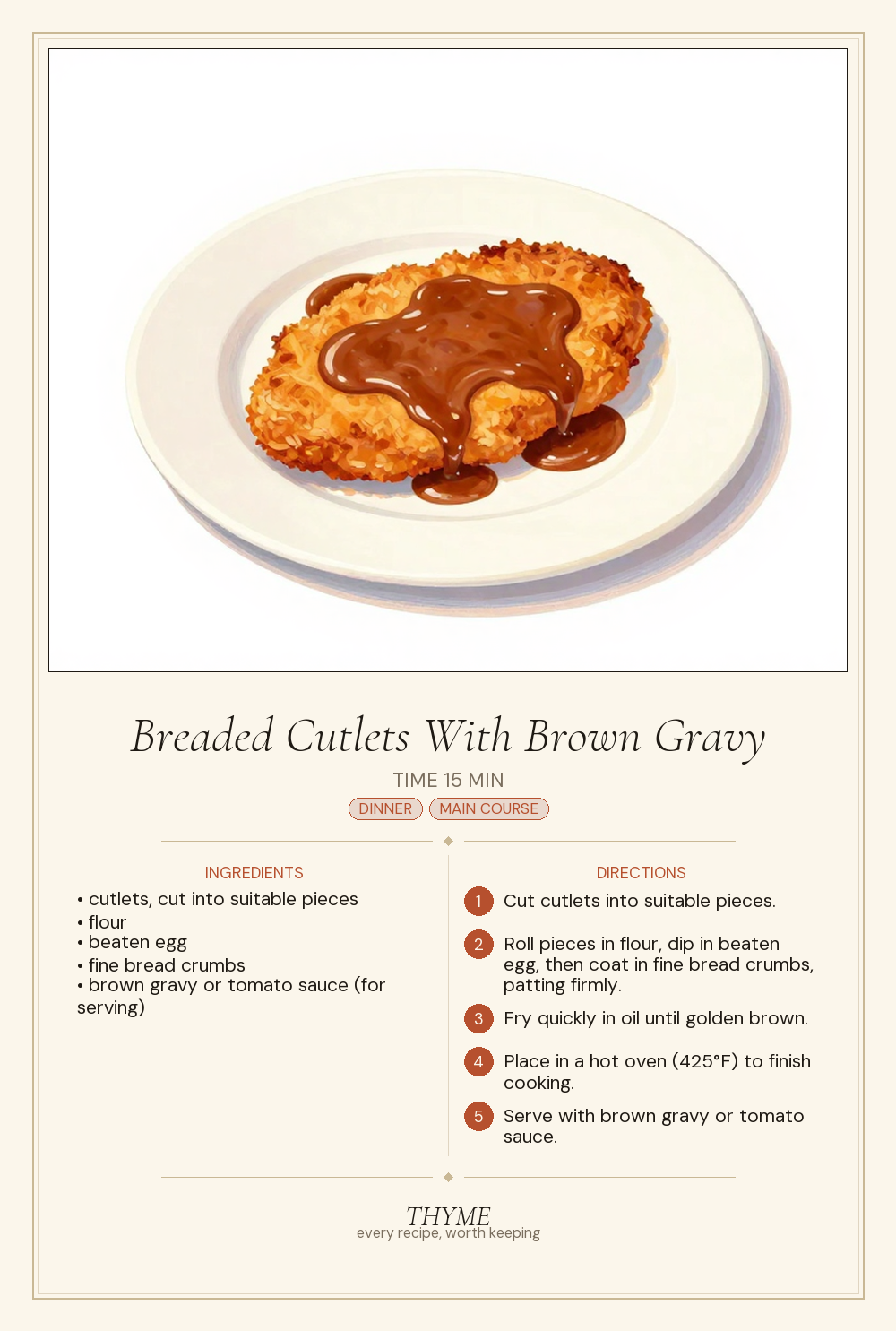 Breaded Cutlets With Brown Gravy