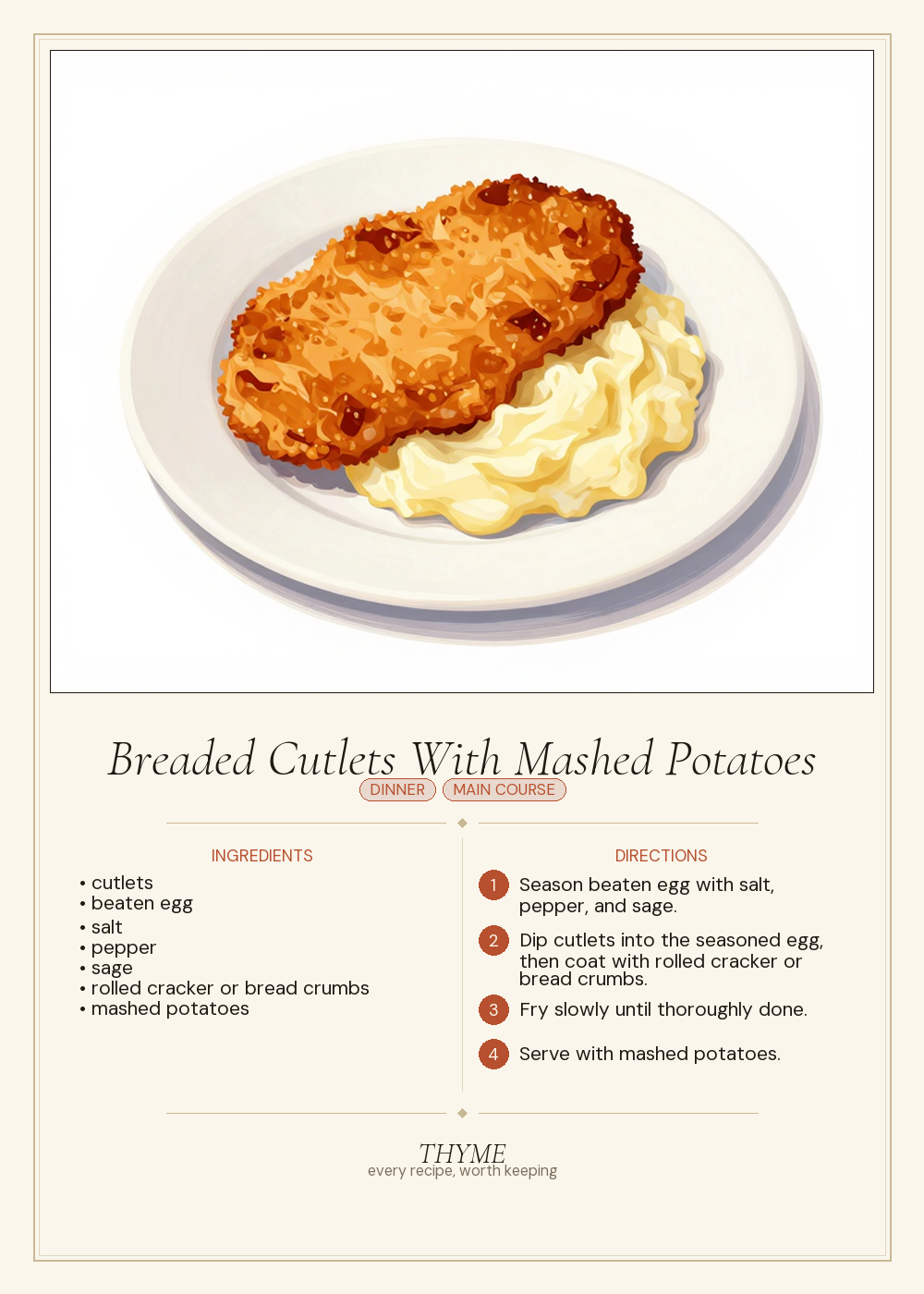 Breaded Cutlets With Mashed Potatoes