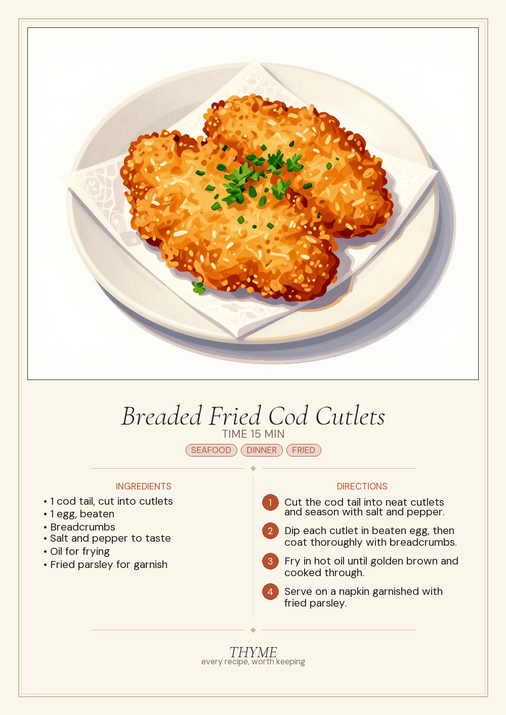 Breaded Fried Cod Cutlets