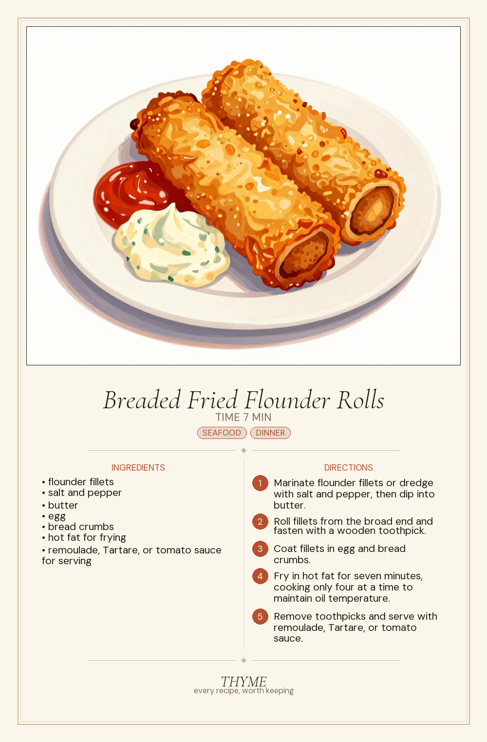 Breaded Fried Flounder Rolls