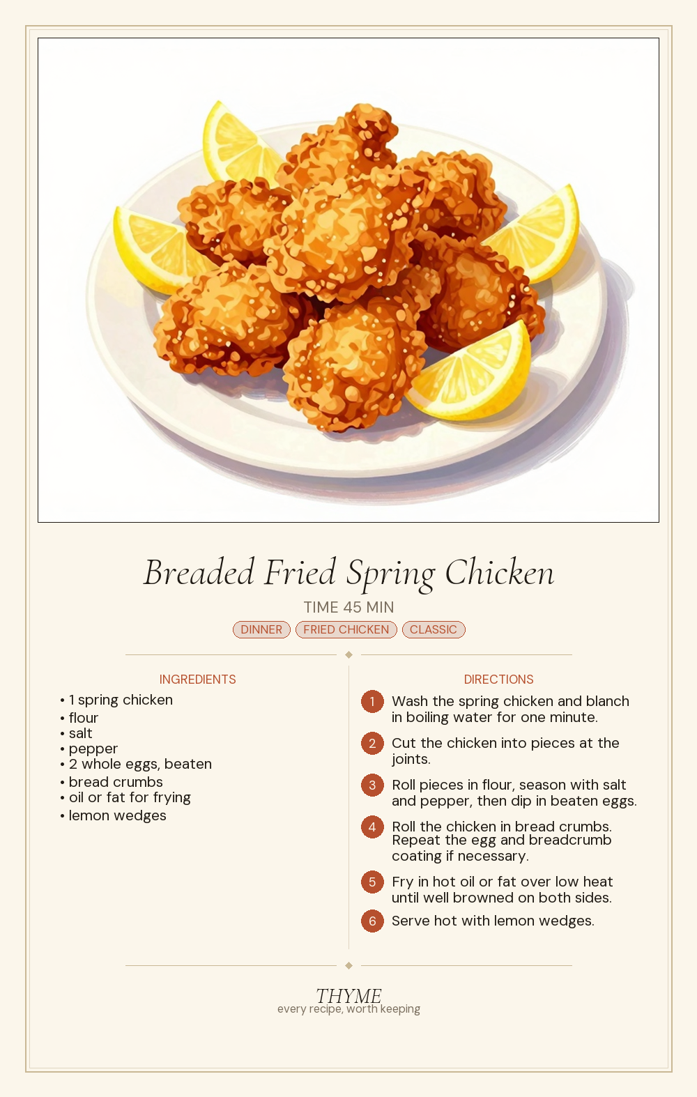 Breaded Fried Spring Chicken