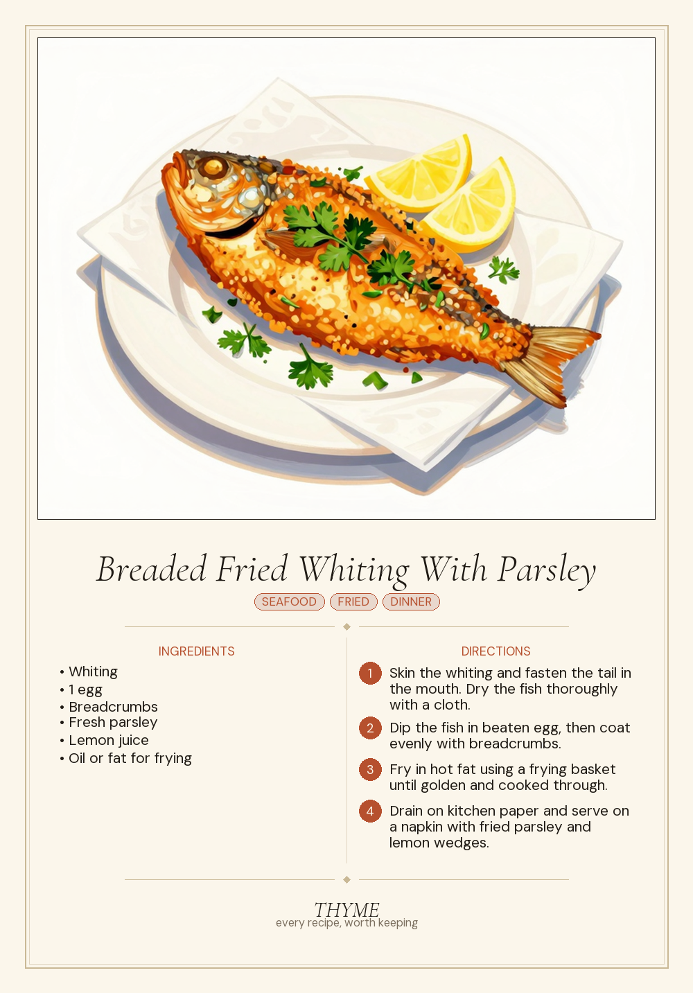 Breaded Fried Whiting With Parsley