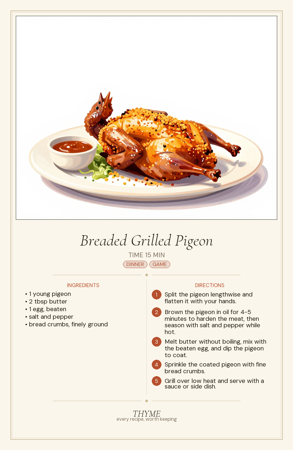 Breaded Grilled Pigeon