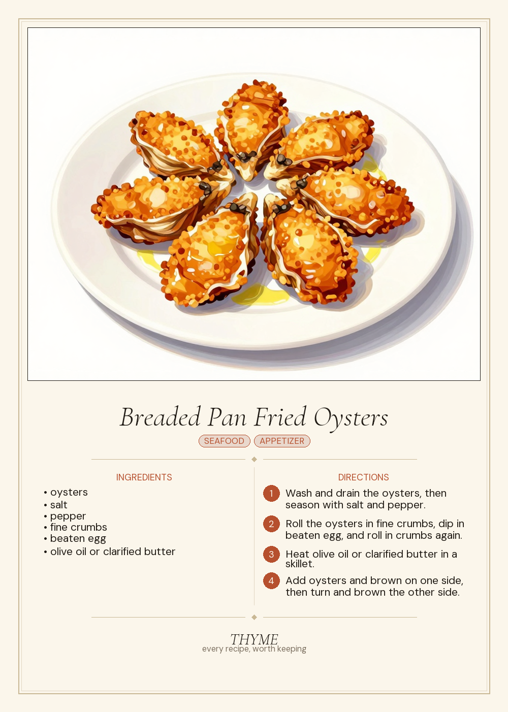 Breaded Pan Fried Oysters